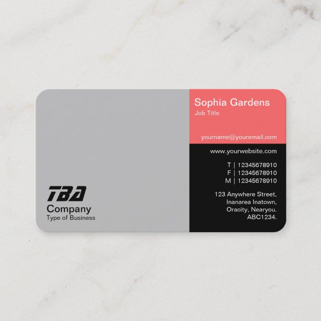 Carte De Visite Tiers - Lt Grey, Tropical Rose et Noir (Devant)