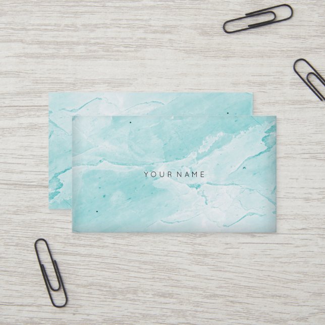 Carte De Visite Tiffany Aqua Blue Marble Vip Abstrait Minimal Vip (Devant/Arrière en situation)