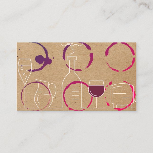 Carte De Visite Tige à vin | Vin Line Art (Devant)