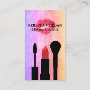Carte De Visite Tige de baiser rouge   Brosses de maquillage