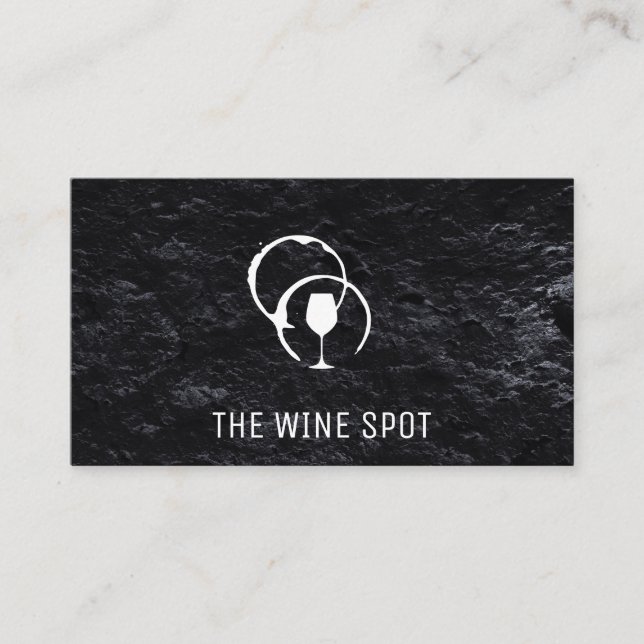 Carte De Visite Tige et verre à vin | Texture noire chic (Devant)