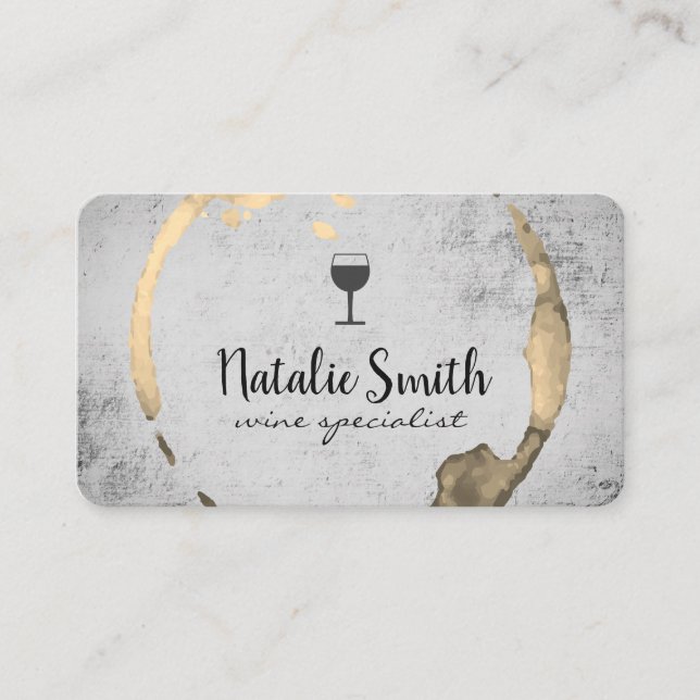 Carte De Visite Tige (verre à vin) / Or (Devant)
