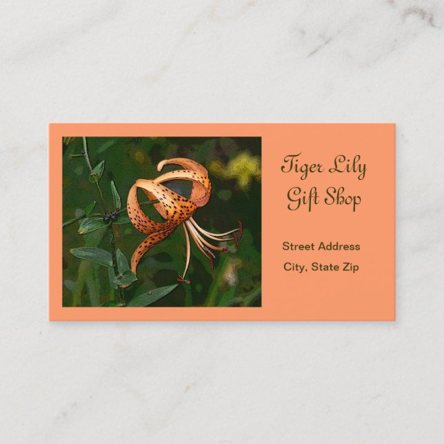 CARTE DE VISITE "TIGER LILY" (FLORAL, PHOTOG.) PERSONNALISABLE  (Devant)