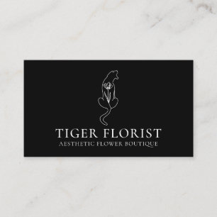 Carte De Visite Tigre à fleurs d'animaux noirs