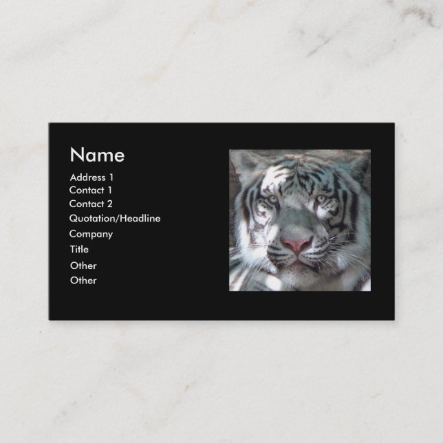 Carte De Visite Tigre blanc Bengale (Devant)