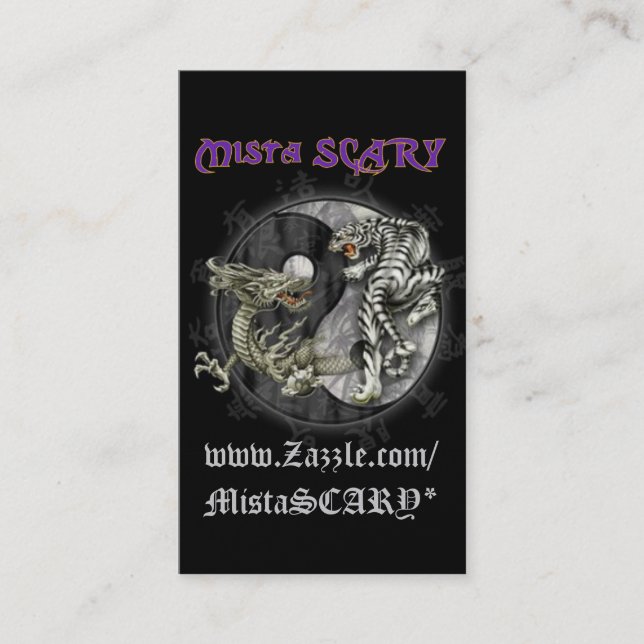 Carte De Visite Tigre EFFRAYANT Yin- Yang de dragon de Mista… - (Devant)
