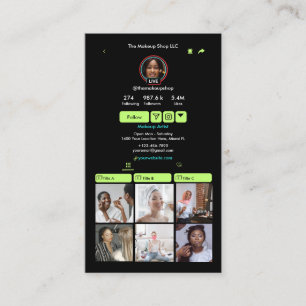 Carte De Visite TikTok Lime Green Social Media QR Code