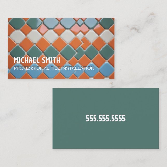 Carte De Visite Tiler du programme d'installation de mosaïque (Devant / Derrière)