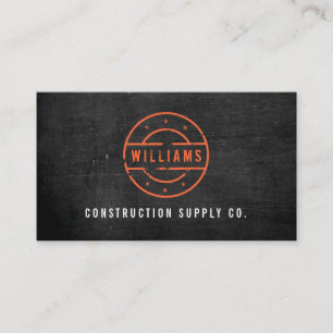 Carte De Visite Timbre orange rustique sur construction en bois no