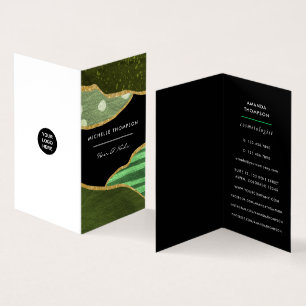 Carte De Visite Tissu de lin vert et or