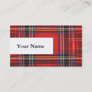 Carte De Visite Tissu rouge royal de motif de plaids de tartan