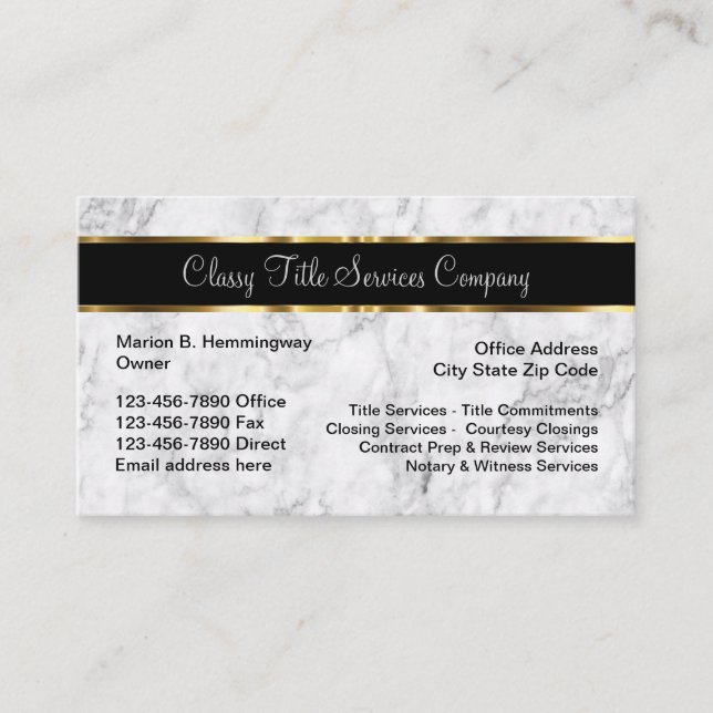 Carte De Visite Titre chic et services fermants (Devant)