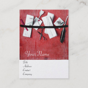 Carte De Visite TITULAIRE DE LETTRE EN BOIS MONOGRAM or rouge méta