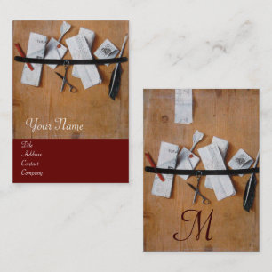 Carte De Visite TITULAIRE DE LETTRE EN MONOGRAMME DE BOIS, brun ro