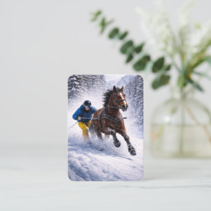 Carte De Visite Toile d'art mural de horse-skijoring Cheval d'hi