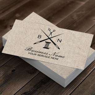 Carte De Visite Toile de jute de couture de cru d'aiguilles et de