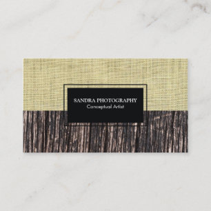 Carte De Visite Toile de jute et texture de bois