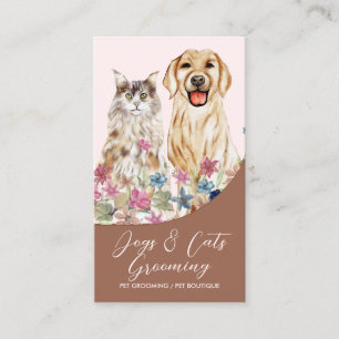 Carte De Visite Toile de Térracotta Beige Aquarelle Chiens Chats T