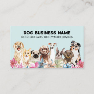 Carte De Visite Toilettage de chien code QR bleu noir