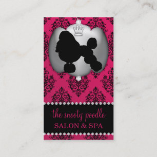 Carte De Visite Toilettage orné de bijoux rose de chien de damass