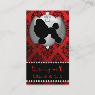 Carte De Visite Toilettage orné de bijoux rouge de chien de