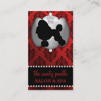 Carte De Visite Toilettage orné de bijoux rouge de chien de