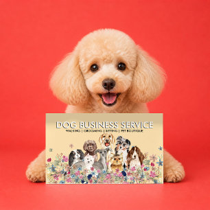 Carte De Visite Toilettage promenade garde de chien beige
