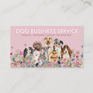 Carte De Visite Toilettage promenade garde de chien Pink Shadow