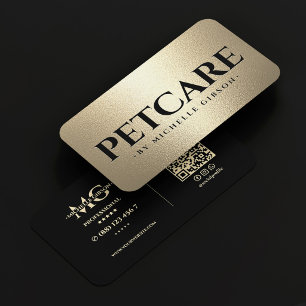 Carte De Visite Toiletteuse pour animaux de luxe mobile en faux or