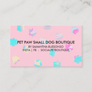 Carte De Visite Toiletteuse pour chiens en pension patte rose sarc