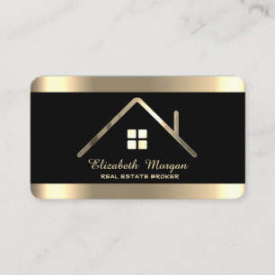 Carte De Visite Toit de maison en or moderne élégant professionnel