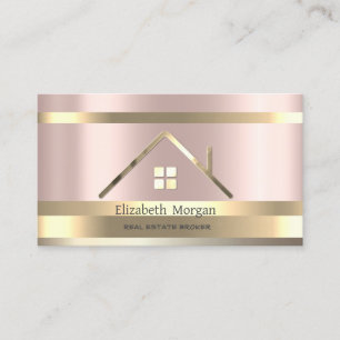 Carte De Visite Toit de maison rayé or véritable Rose Gold