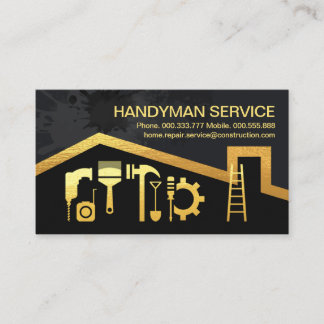 Carte De Visite Toit Or Handyman Outils Paint Splatter