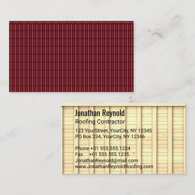 Carte De Visite Toiture recouverte à deux côtés Toit rouge (Devant / Derrière)