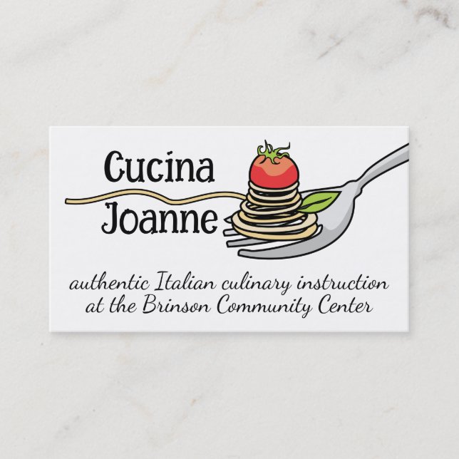 Carte De Visite Tomate de spaghetti pour chef cuisinier italien tr (Devant)