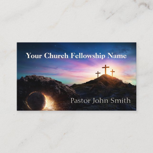 Carte De Visite Tombe vide Trois Croix Sunrise Church Pastor (Devant)