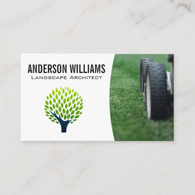 Carte De Visite tondeuse | Logo de l'arbre stylisé (Devant)