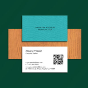 Carte De Visite Tons bleu turquoise minimes Tissu de Burlap de lin