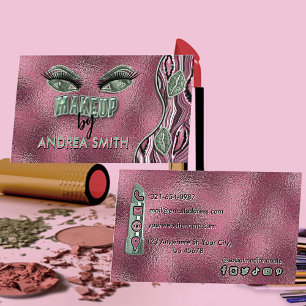 Carte De Visite Tons rose magenta foncé Lashes Lips maquillage