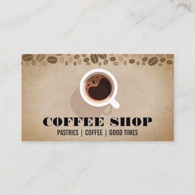 Carte De Visite Top View Coffee Cup | Haricots (Devant)