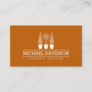 Carte De Visite Topiary Trio Gardener Landscaping Dark Orange