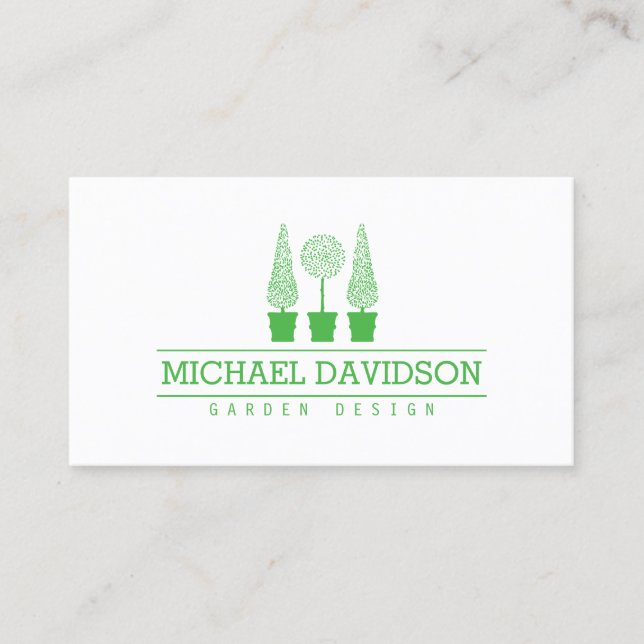 Carte De Visite Topiary Trio Gardener Landscaping vert clair (Devant)