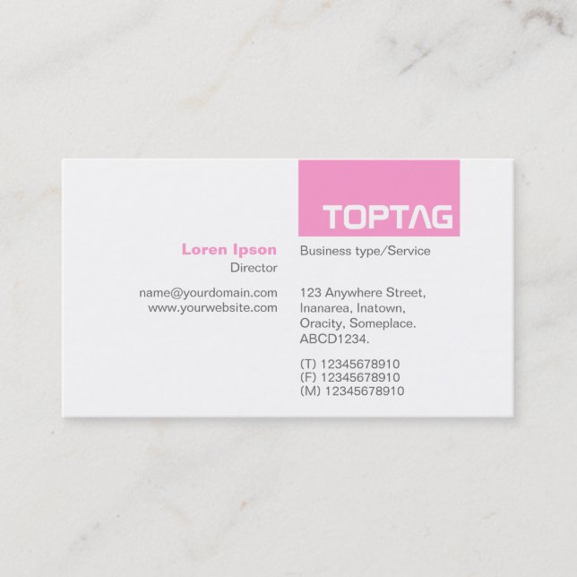 Carte De Visite TopTag v2 - rose (Devant)