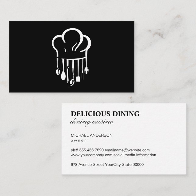 Carte De Visite Toque | Outils de cuisine (Devant / Derrière)