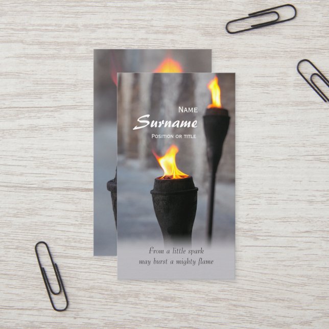 Carte De Visite Torches de brûlure d'incendie d'une petite étincel (Devant/Arrière en situation)