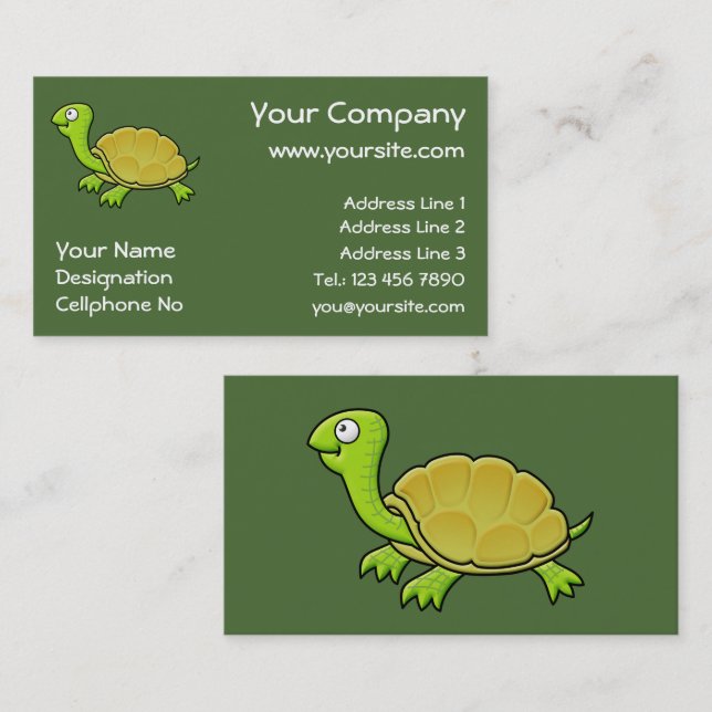 Carte De Visite Tortue caricaturale (Devant / Derrière)
