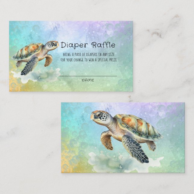 Carte De Visite Tortue de mer Aquarelle bulles Raffin de couche (Devant / Derrière)