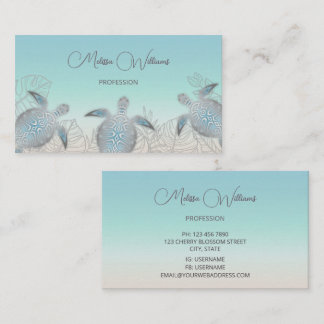 Carte De Visite Tortue de mer argentée | Code Qr côtier