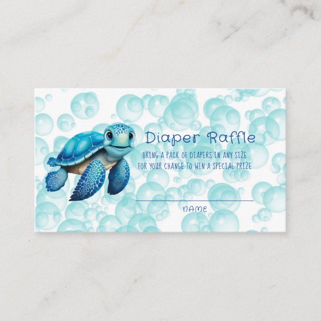 Carte De Visite Tortue de mer Bulles d'algue Raffin de chevalier (Devant)
