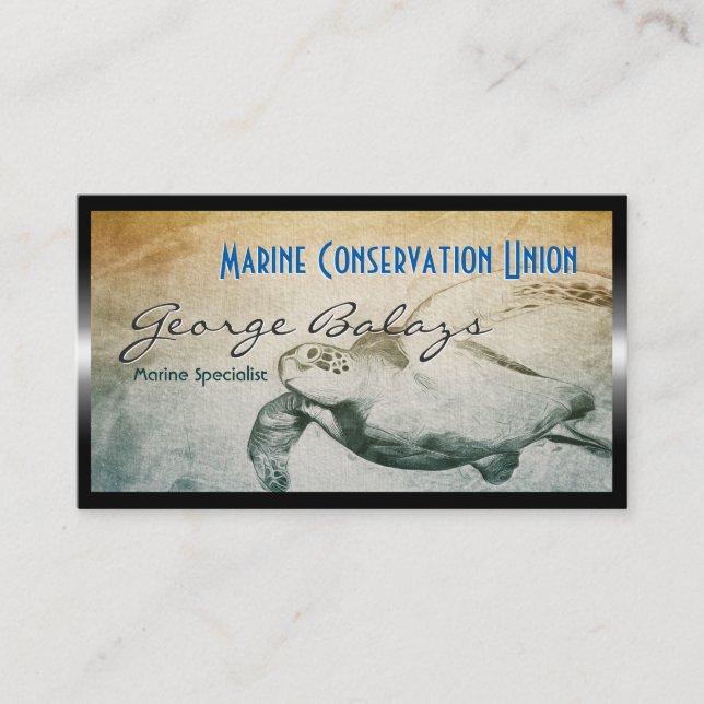 Carte De Visite Tortue de mer verte / Conservation des ressources  (Devant)